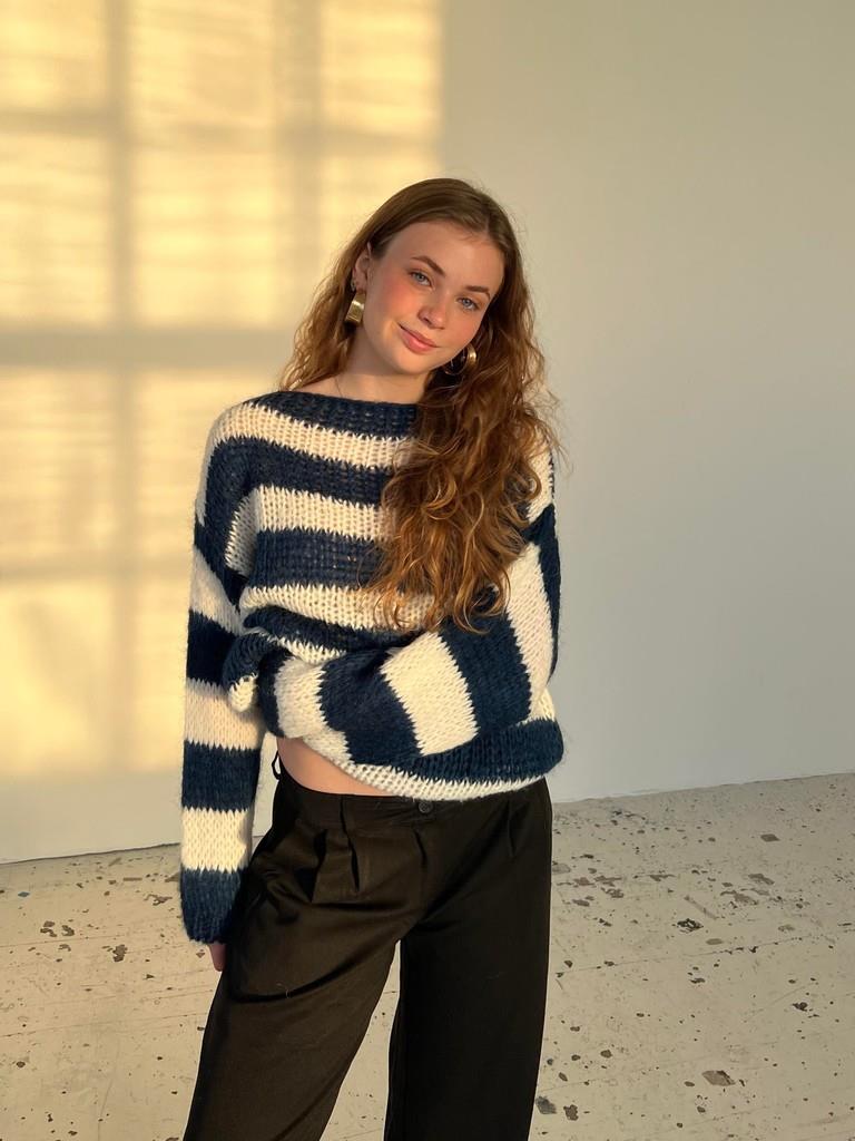 R&B | Geflochtene und Gestreifte Oversized Damenpullover