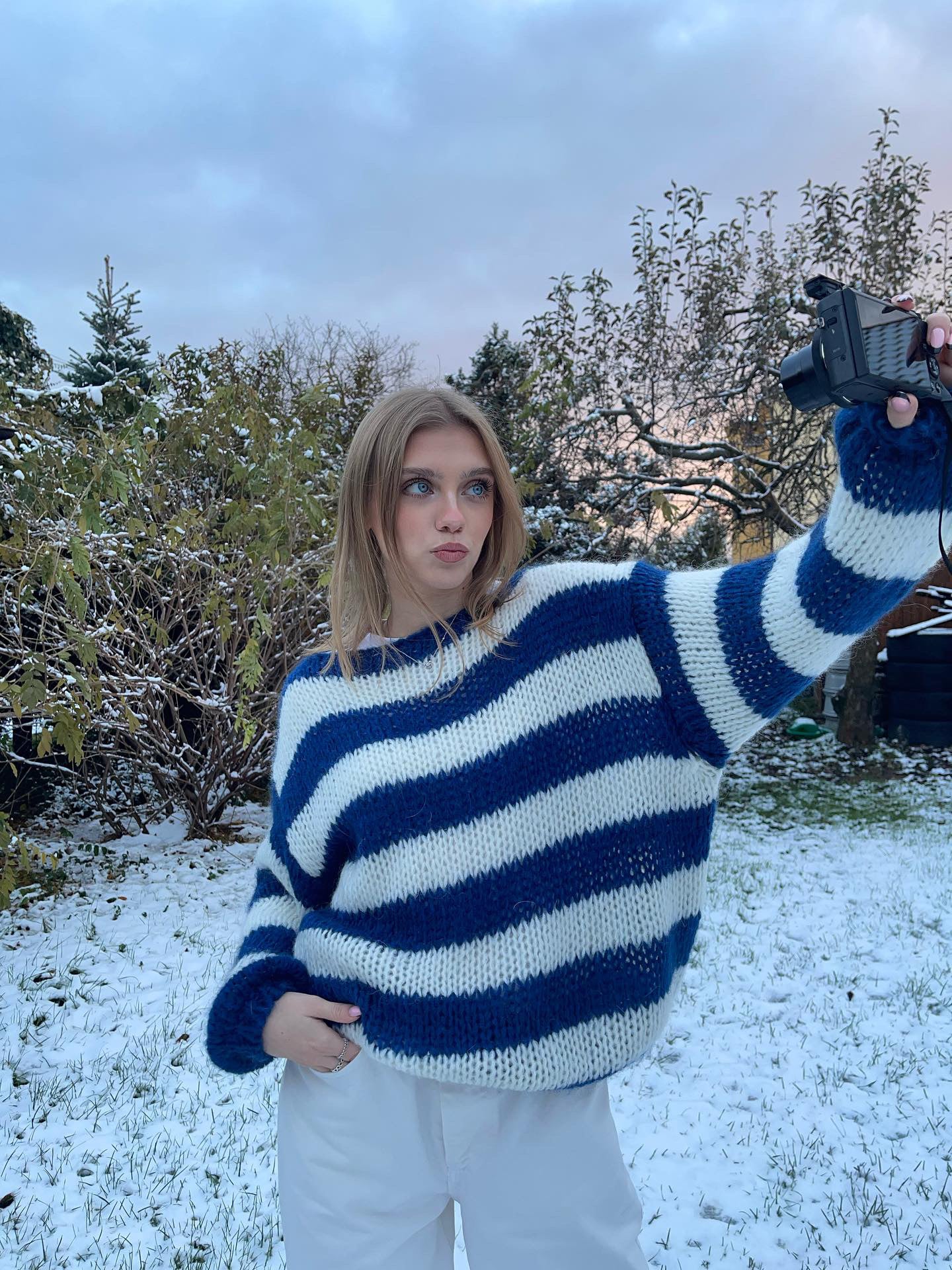 R&B | Geflochtene und Gestreifte Oversized Damenpullover