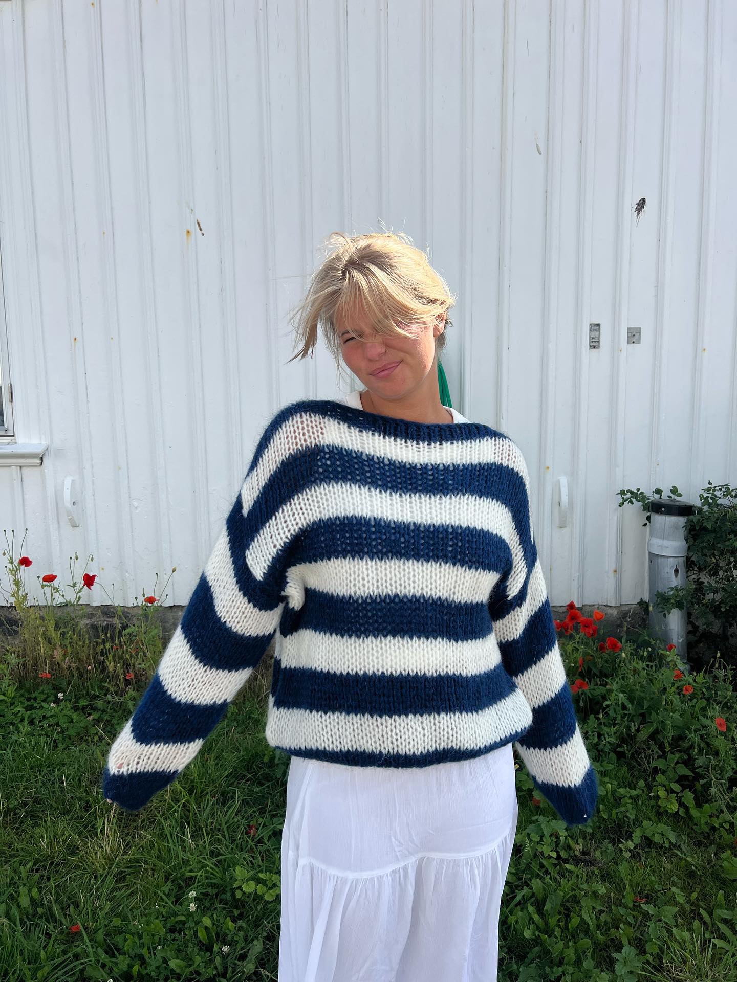 R&B | Geflochtene und Gestreifte Oversized Damenpullover
