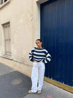 R&B | Geflochtene und Gestreifte Oversized Damenpullover