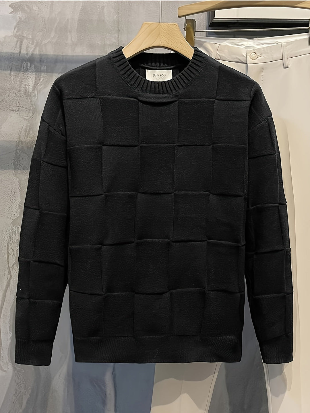 R&B | Gestrickter Rundhalsausschnitt Pullover mit Stretch