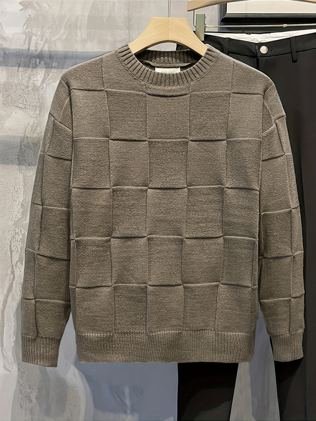 R&B | Gestrickter Rundhalsausschnitt Pullover mit Stretch