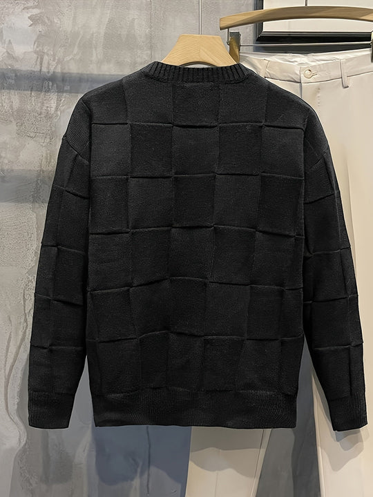 R&B | Gestrickter Rundhalsausschnitt Pullover mit Stretch