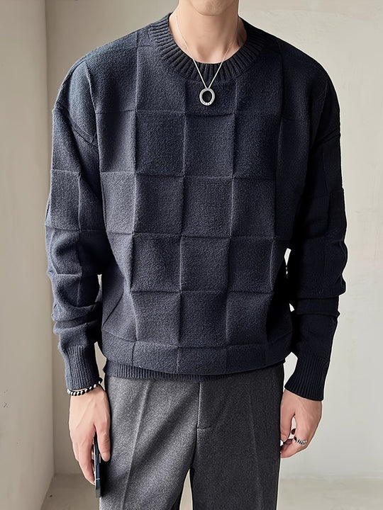 R&B | Gestrickter Rundhalsausschnitt Pullover mit Stretch