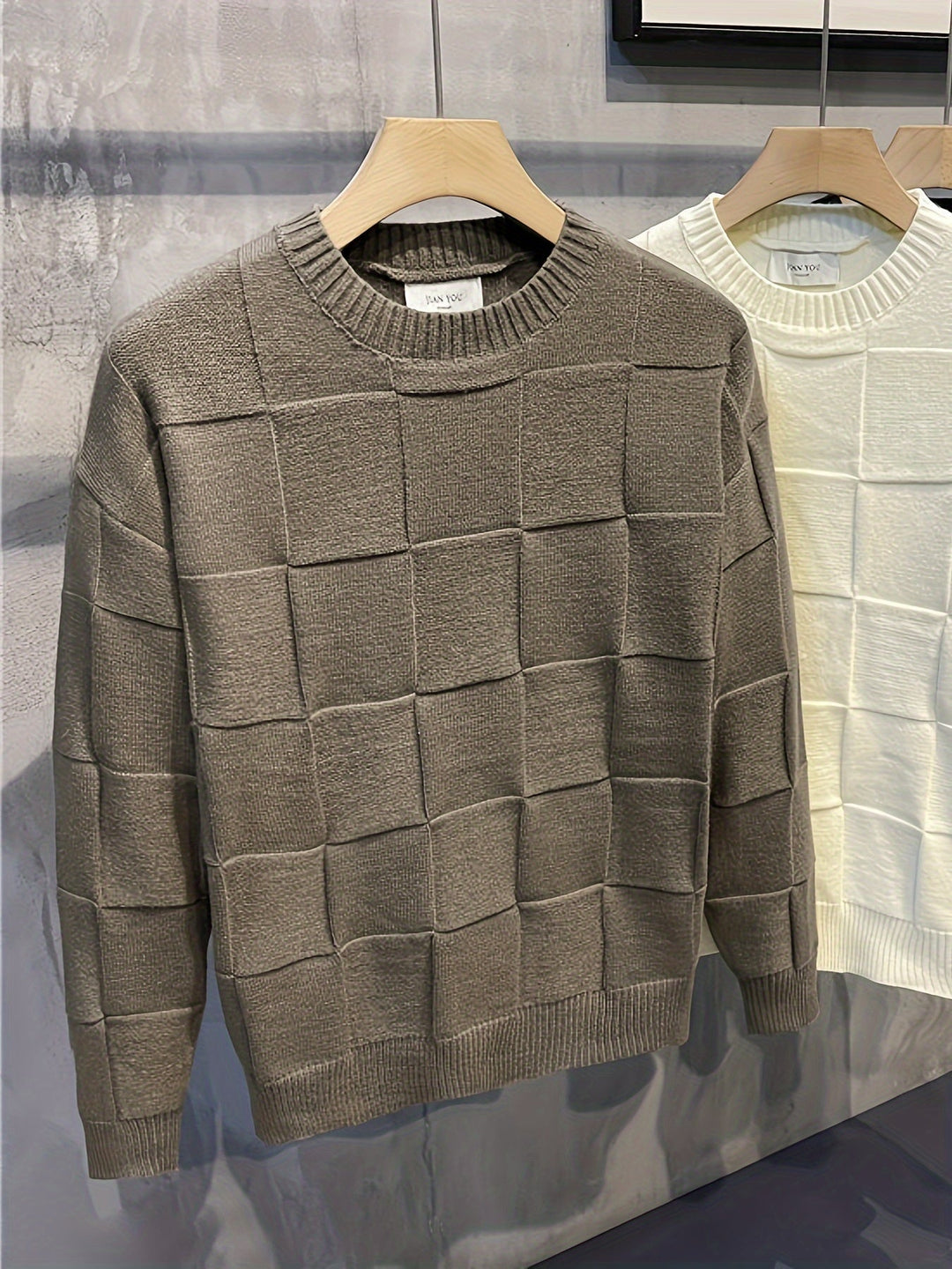 R&B | Gestrickter Rundhalsausschnitt Pullover mit Stretch