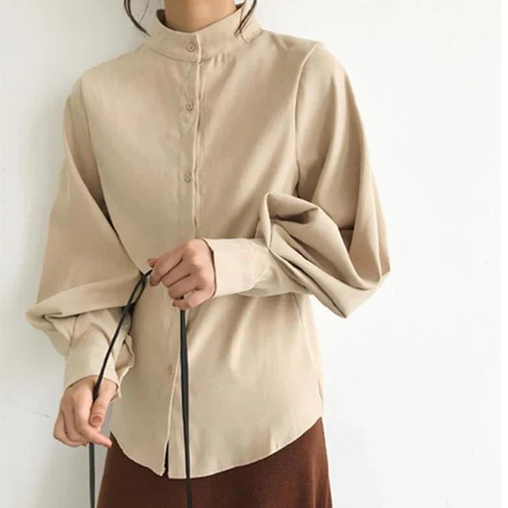 R&B | Klassische Rollkragenbluse mit Ballonärmeln