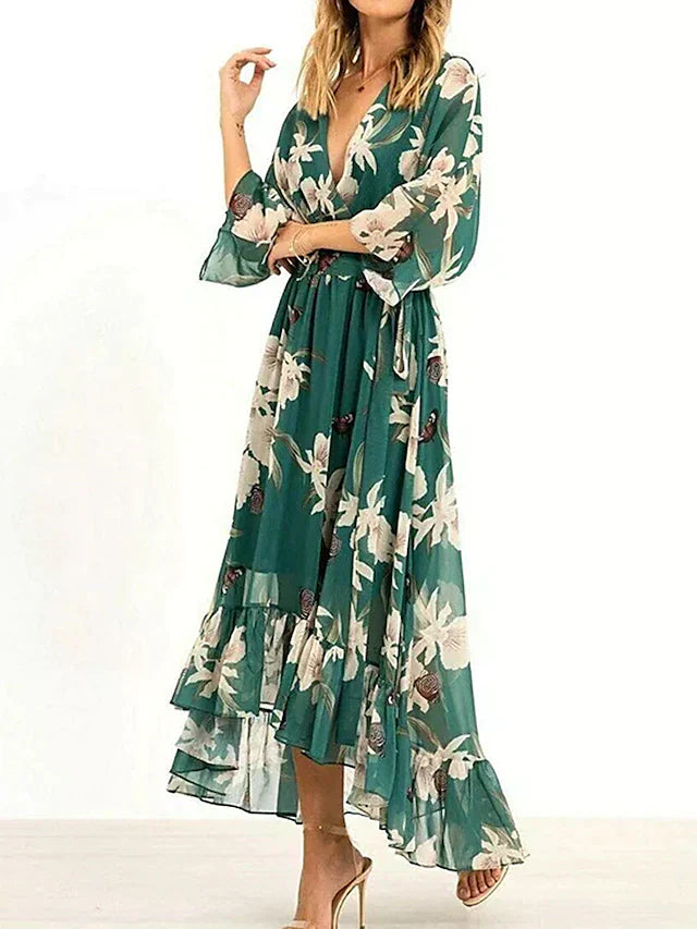 R&B | Damen Maxikleid Fließendes V-Ausschnitt