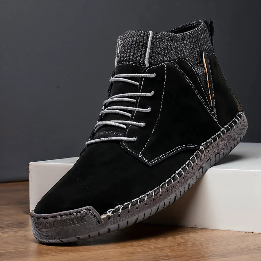 Retro-Wildlederschuhe mit Ripp- und Stichmuster R&B R&B