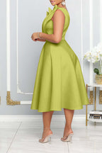 R&B | One Shoulder Midi Kleid Elegante A-Linie Passform Skulpturierte Details Festliche Kleidung