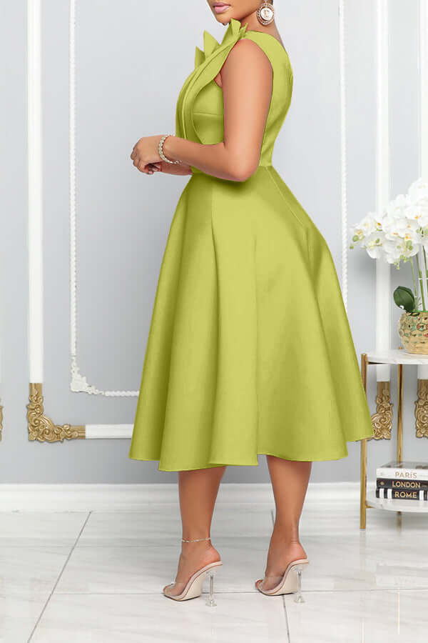 R&B | One Shoulder Midi Kleid Elegante A-Linie Passform Skulpturierte Details Festliche Kleidung