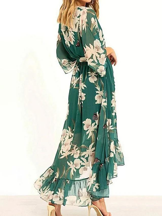 R&B | Damen Maxikleid Fließendes V-Ausschnitt