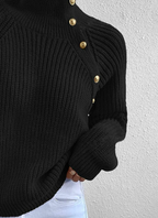 R&B | Strickpullover mit Hohem Kragen und Knopfdetails Wollmischung Elegant und Warm