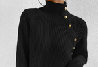 R&B | Strickpullover mit Hohem Kragen und Knopfdetails Wollmischung Elegant und Warm