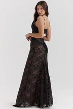 R&B | Damen Elegantes Spitzen-Korsett-Bodycon-Kleid mit Schnür-Taille