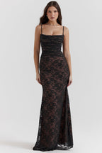 R&B | Damen Elegantes Spitzen-Korsett-Bodycon-Kleid mit Schnür-Taille