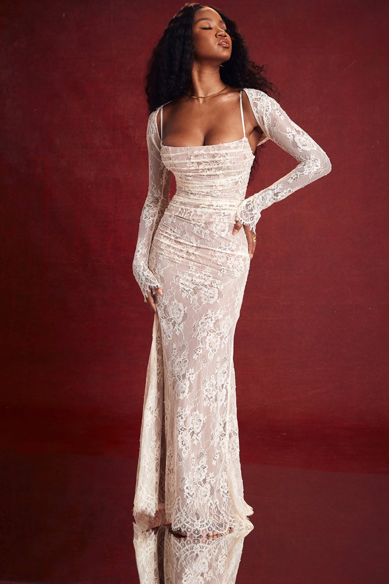 R&B | Damen Elegantes Spitzen-Korsett-Bodycon-Kleid mit Schnür-Taille