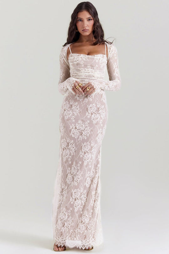 R&B | Damen Elegantes Spitzen-Korsett-Bodycon-Kleid mit Schnür-Taille