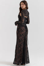 R&B | Damen Elegantes Spitzen-Korsett-Bodycon-Kleid mit Schnür-Taille