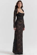 R&B | Damen Elegantes Spitzen-Korsett-Bodycon-Kleid mit Schnür-Taille