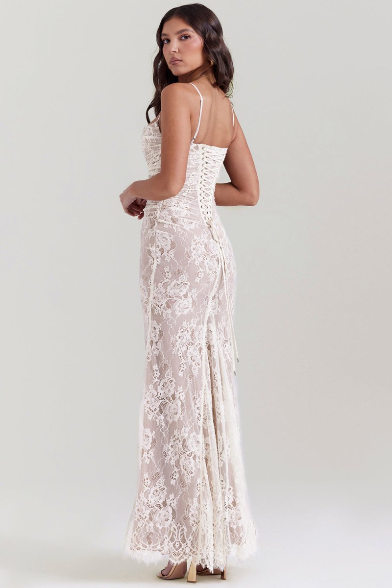 R&B | Damen Elegantes Spitzen-Korsett-Bodycon-Kleid mit Schnür-Taille
