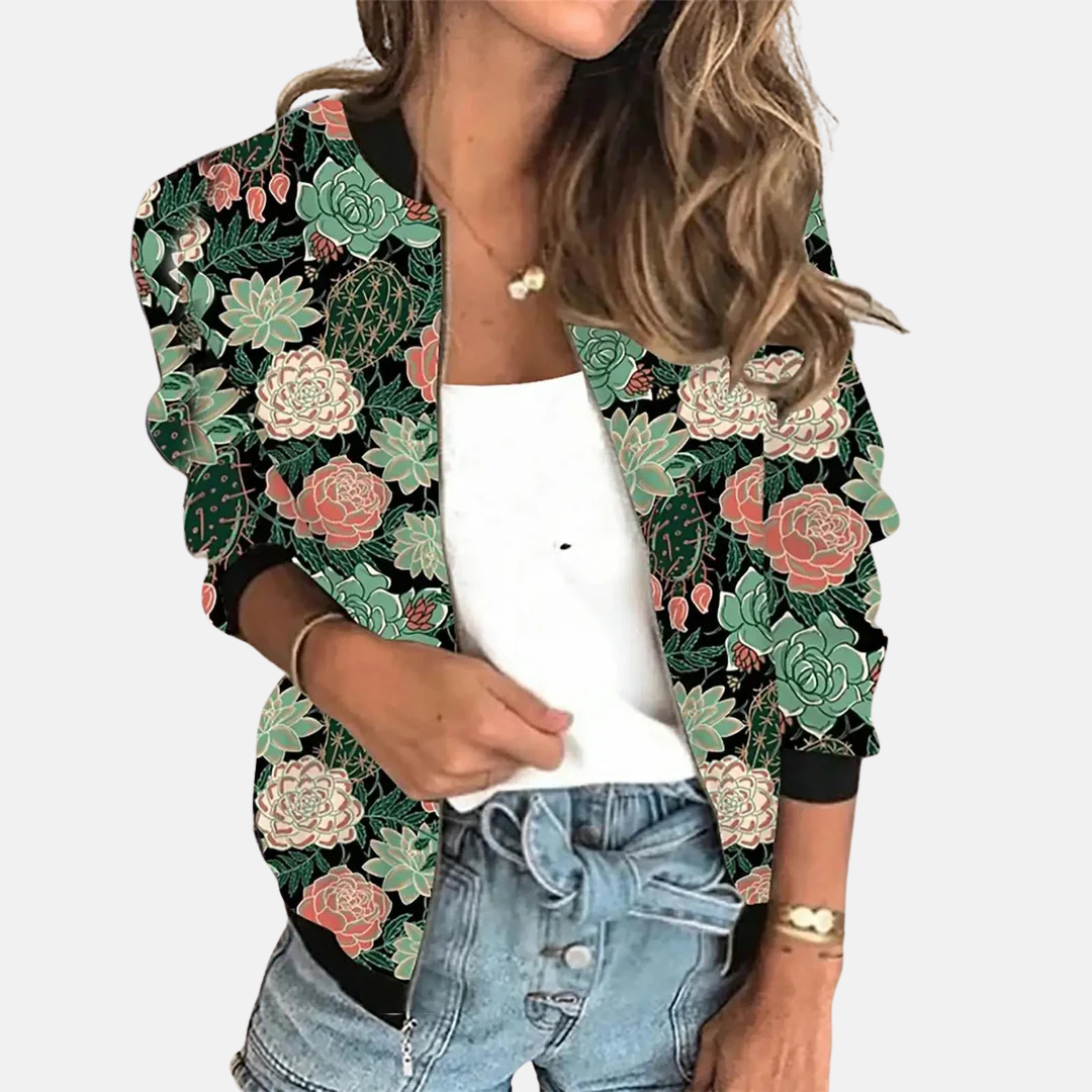 R&B | Damen Retro Bomberjacke mit Print