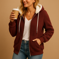 R&B | Stilvolle Damen Teddy Weste mit Reißverschluss und Kapuze
