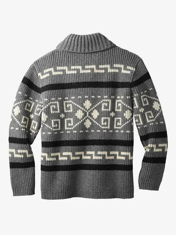 R&B | Jacquard Herren Strickjacke Pullover