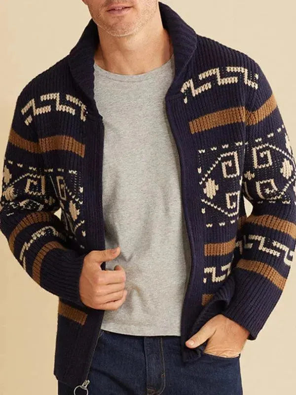 R&B | Jacquard Herren Strickjacke Pullover