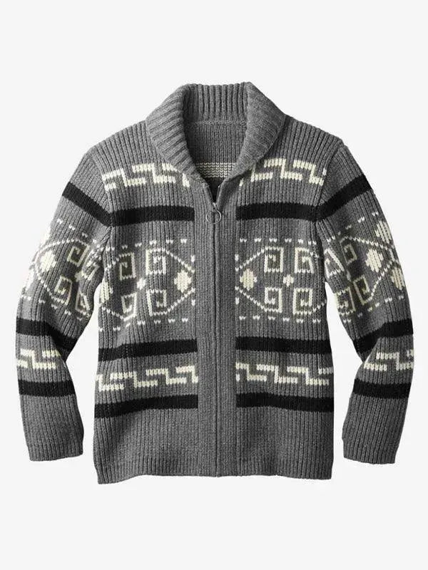 R&B | Jacquard Herren Strickjacke Pullover