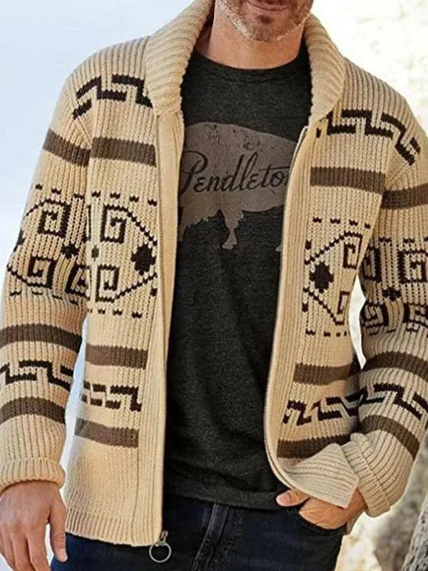 R&B | Jacquard Herren Strickjacke Pullover