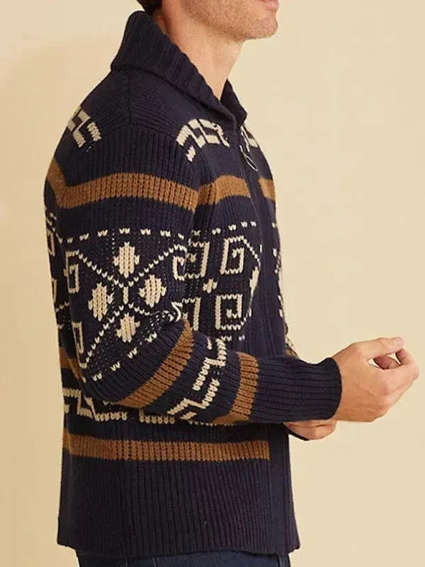 R&B | Jacquard Herren Strickjacke Pullover