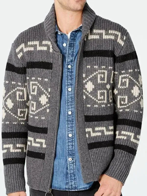 R&B | Jacquard Herren Strickjacke Pullover