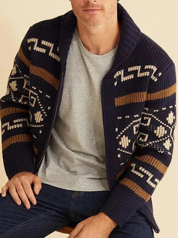 R&B | Jacquard Herren Strickjacke Pullover