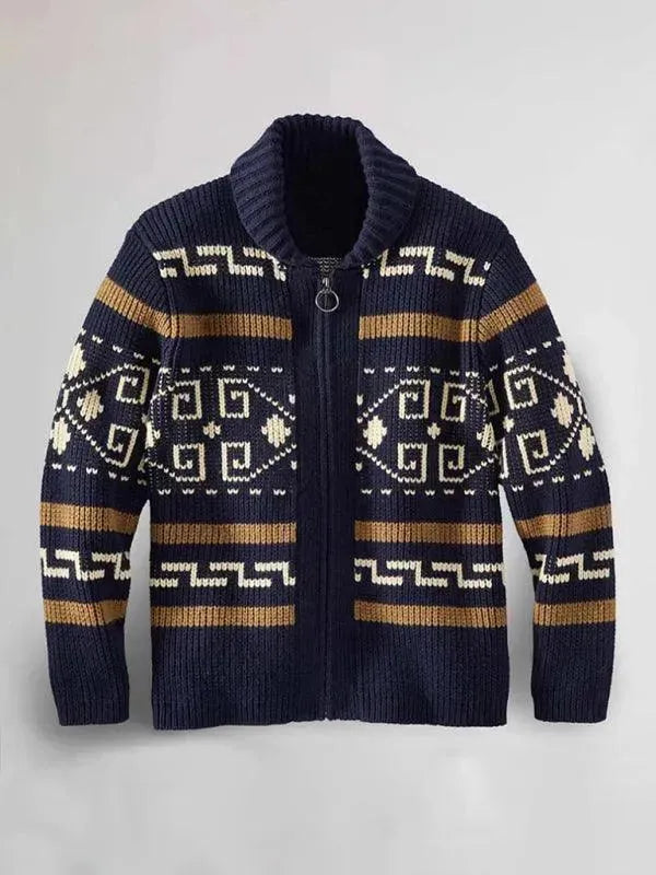 R&B | Jacquard Herren Strickjacke Pullover