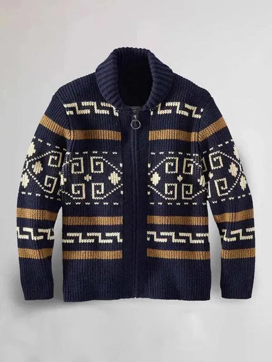 R&B | Jacquard Herren Strickjacke Pullover
