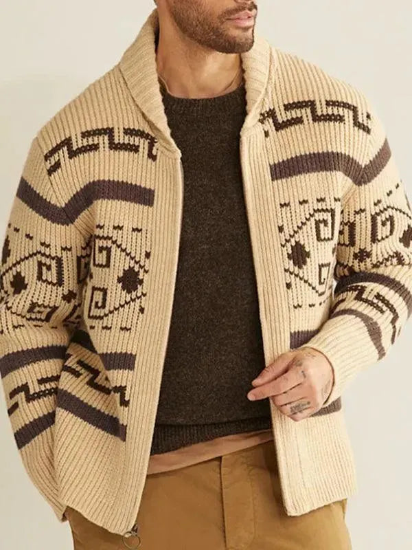 R&B | Jacquard Herren Strickjacke Pullover