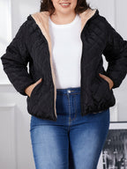 R&B | Plus Size Farbkombination Gesteppte Jacke mit Kapuze