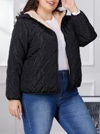 R&B | Plus Size Farbkombination Gesteppte Jacke mit Kapuze