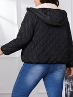 R&B | Plus Size Farbkombination Gesteppte Jacke mit Kapuze