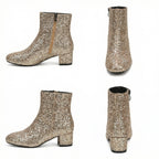 R&B | Glitzernde Ankle Boots Mit Blockabsatz