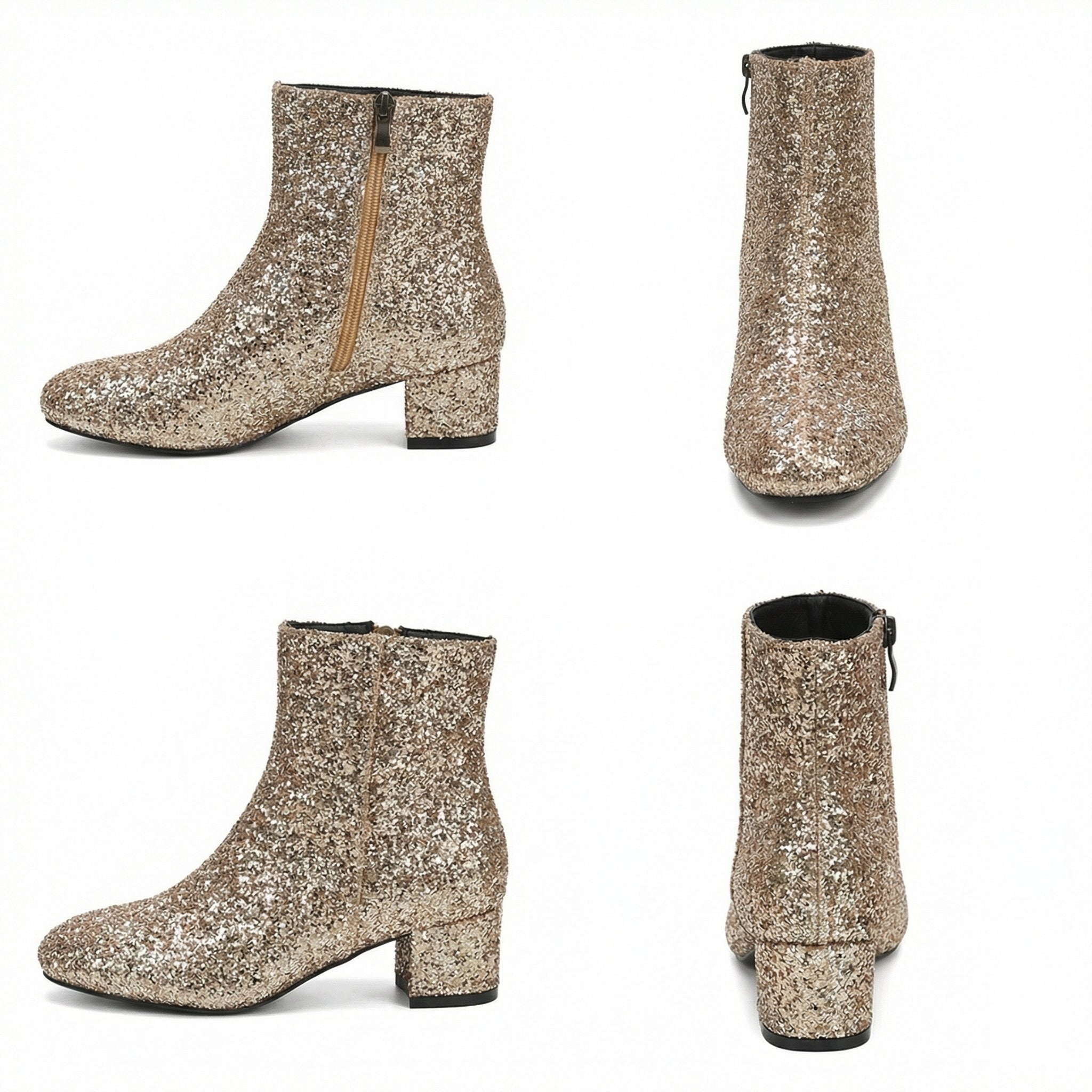 R&B | Glitzernde Ankle Boots Mit Blockabsatz