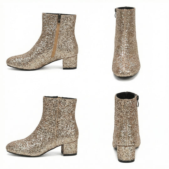 R&B | Glitzernde Ankle Boots Mit Blockabsatz