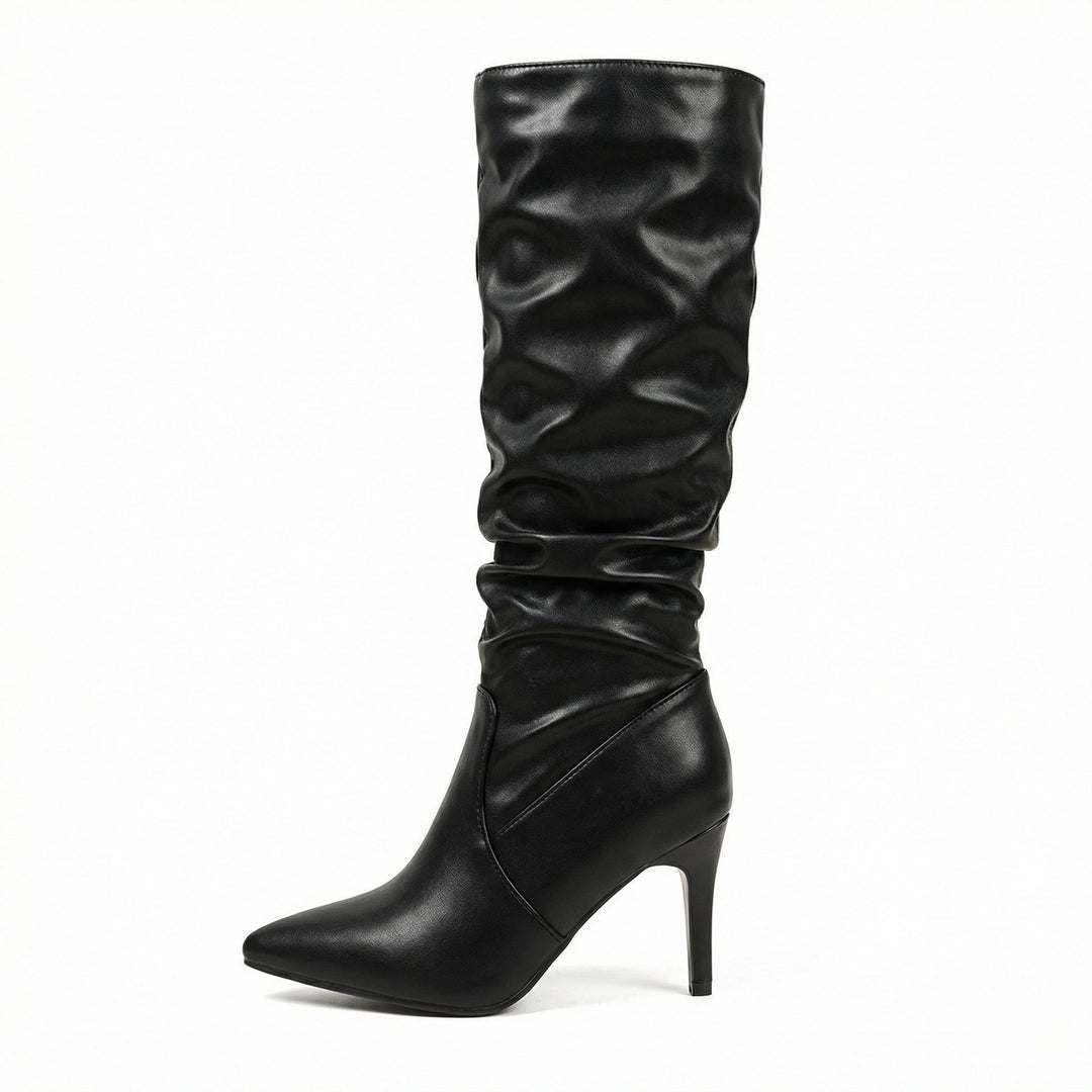 Damen High Heels Stiefel mit Gerafftem Design R&B