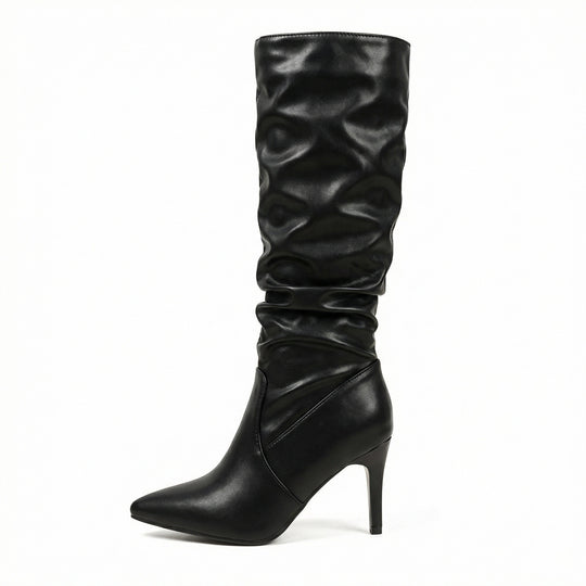 Damen High Heels Stiefel mit Gerafftem Design R&B