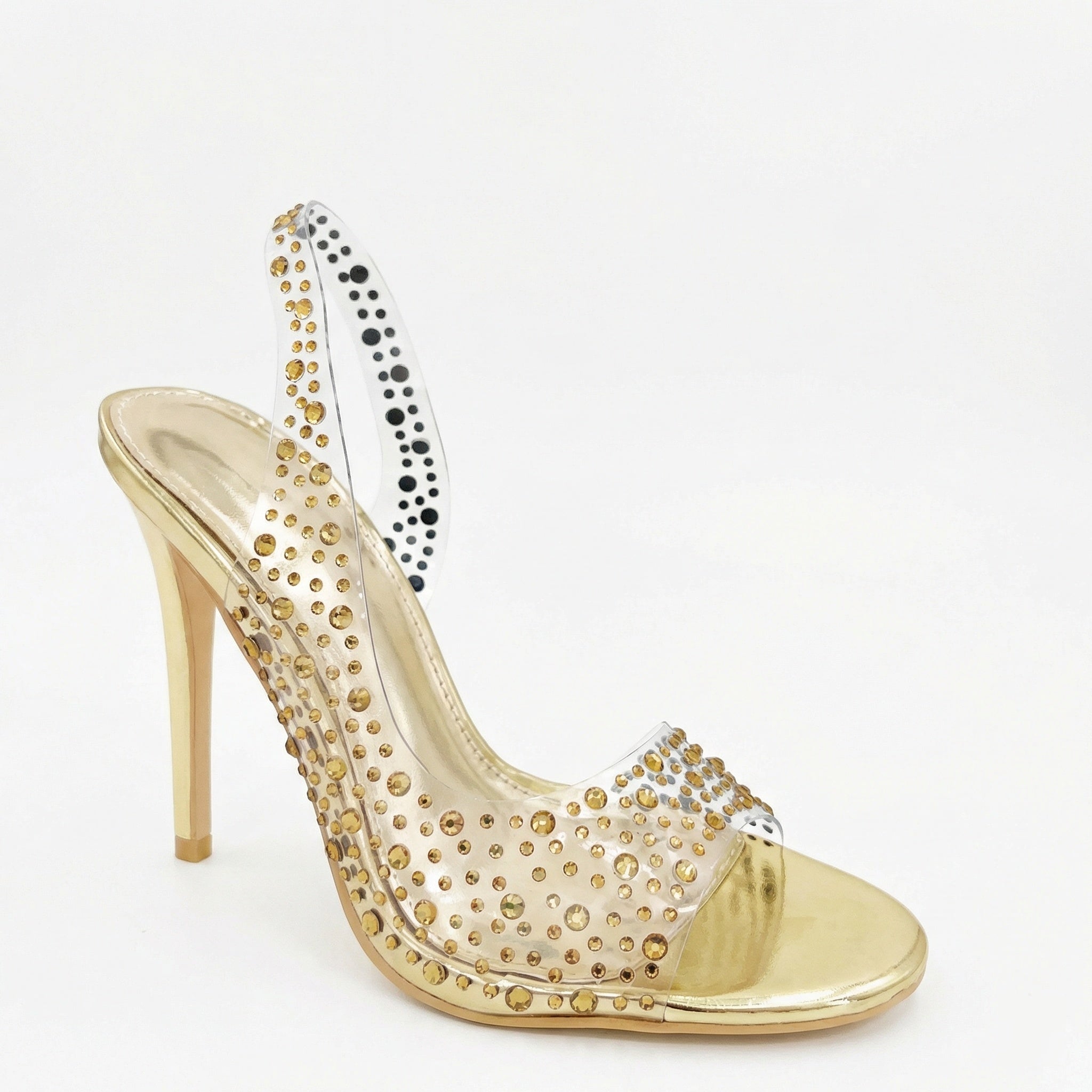 Damen Glamouröse High Heel Sandalen mit funkelndem Strassbesatz R&B