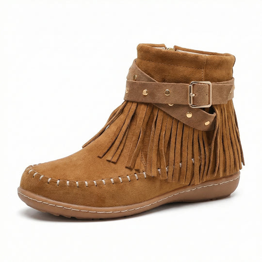 R&B Warme Vintage-Stiefel mit Fransen