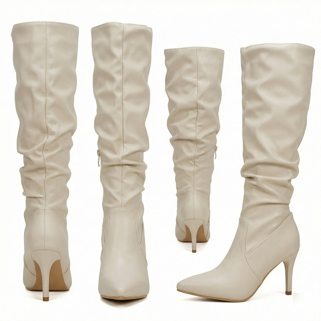 Damen High Heels Stiefel mit Gerafftem Design R&B