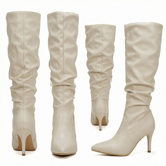 Damen High Heels Stiefel mit Gerafftem Design R&B