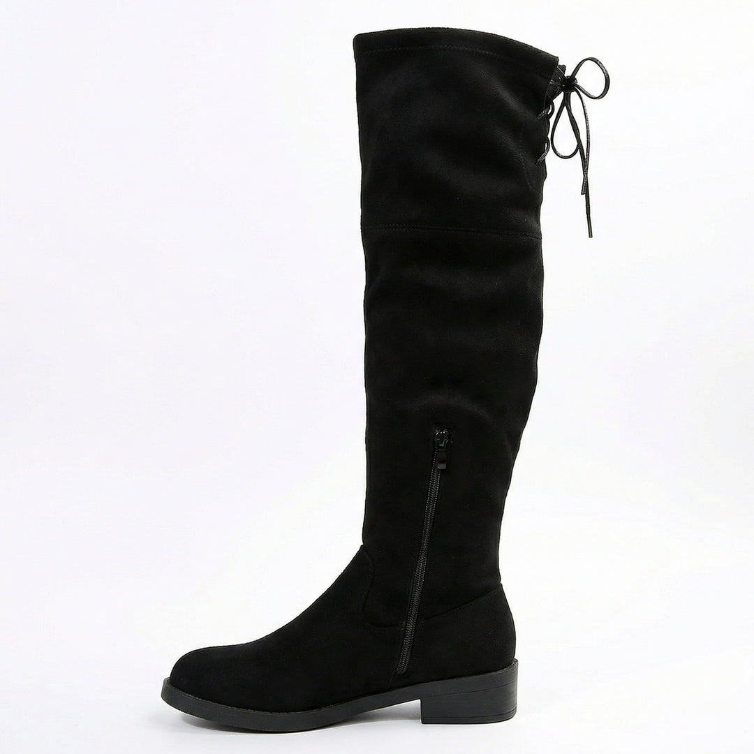 Damen Overknee-Stiefel aus weichem Wildleder mit praktischer Schnürung R&B