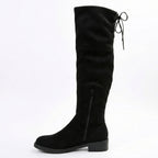 Damen Overknee-Stiefel aus weichem Wildleder mit praktischer Schnürung R&B